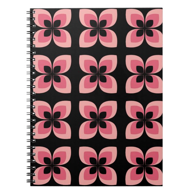Carnet Motif rose deux tons lumineux (Devant)