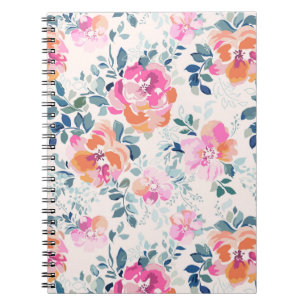 Carnet Motif rose et Turquoise