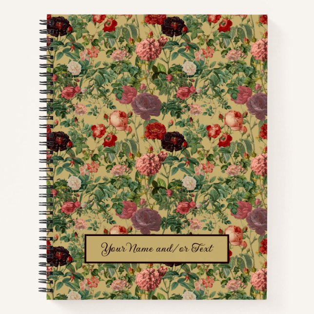 Carnet Motif Rose vintage (Devant)