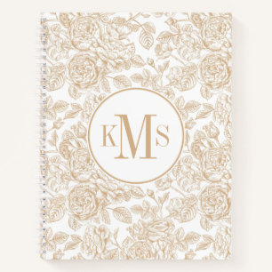 Carnet Motif Rose Vintage beige
