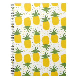 Carnet Motif sans couture avec ananas. Ananas jaune