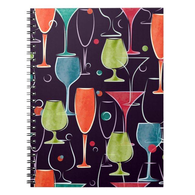 Carnet Motif sans couture avec cocktail coloré d'aquarell (Devant)