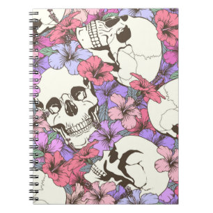 Carnet Motif sans couture avec crânes trouver des fleurs