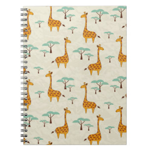 Carnet Motif sans couture avec de jolies girafes et des a