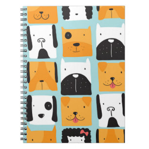 Carnet Motif sans couture avec des chiens mignons. 