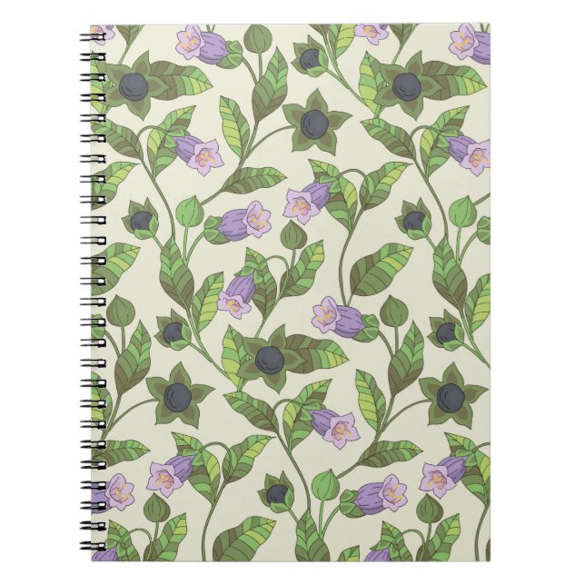 Carnet Motif sans couture avec fleurs de belladonna. Un b (Devant)