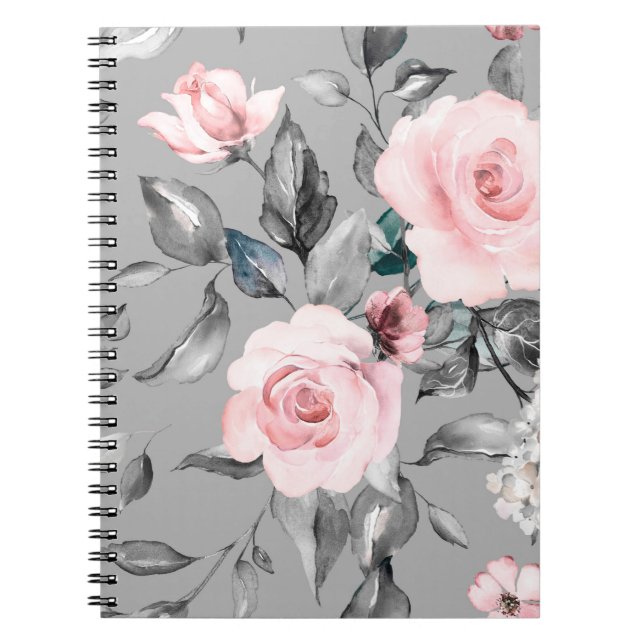 Carnet Motif sans couture avec fleurs de printemps et feu (Devant)