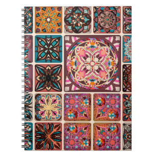 Carnet Motif sans couture avec mandalas décoratives. Vint