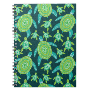 Carnet Motif sans couture avec tortues vertes. Mer