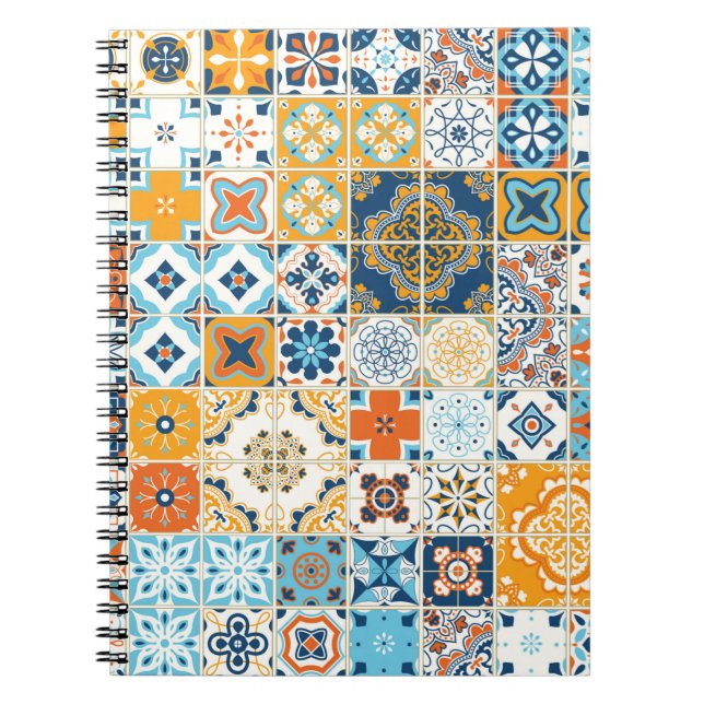 Carnet Motif sans couture avec tuiles portugaises. (Devant)