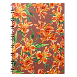 Carnet Motif sans couture d'Alstroemeria peint en eau
