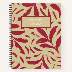 Carnet Motif sans couture de feuilles dessinées à la main