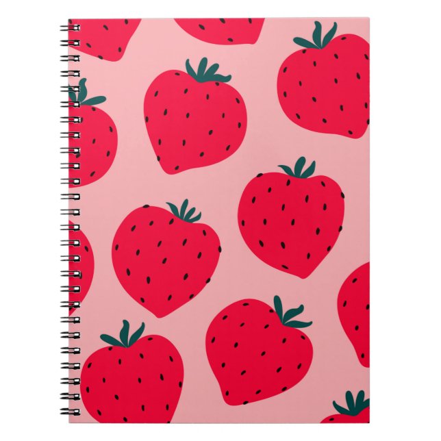 Carnet Motif sans couture de fraise moderne. Big red roun (Devant)