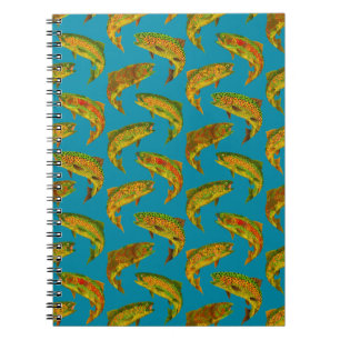 Carnet Motif sans couture de truite arc-en-ciel de la feu