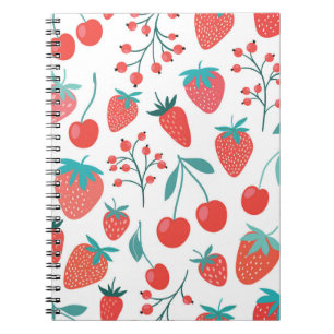 Carnet Motif sans couture décorative avec fruits, fraise