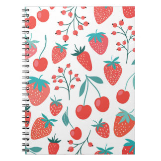 Carnet Motif sans couture décorative avec fruits, fraise