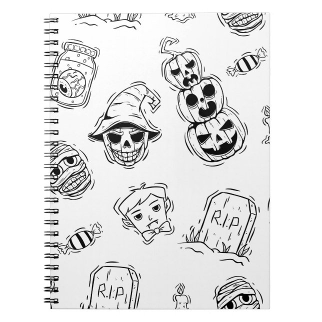 Carnet Motif sans couture des icônes d'halloween avec tir (Devant)