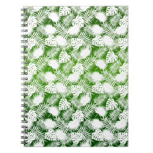 CARNET MOTIF SANS COUTURE FEUILLES VERT BLANC