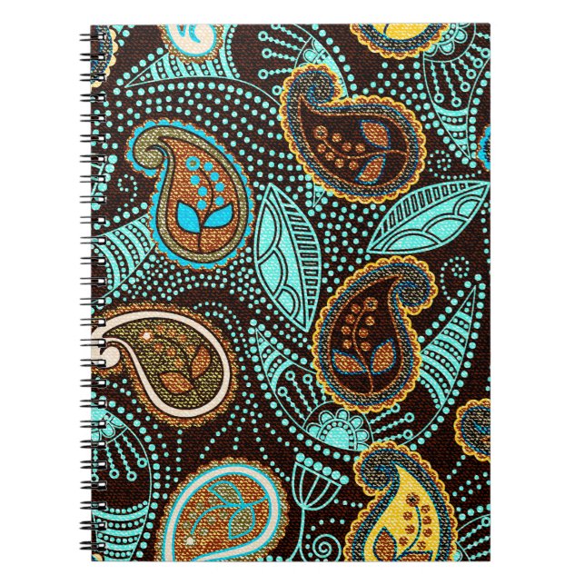 Carnet Motif sans couture Paisley, effet de texture jean (Devant)