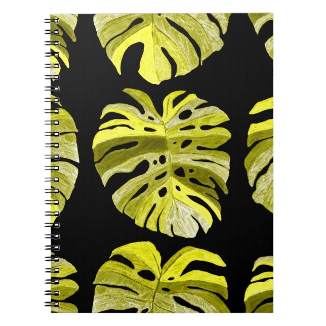 Carnet Motif sans faille créative avec feuilles tropicaux (Devant)
