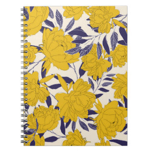 Carnet motif sans soudure à fleurs et à feuilles