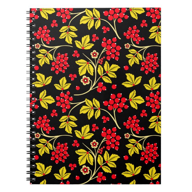 Carnet  motif sans soudure de fleurs et de baies. russe  (Devant)