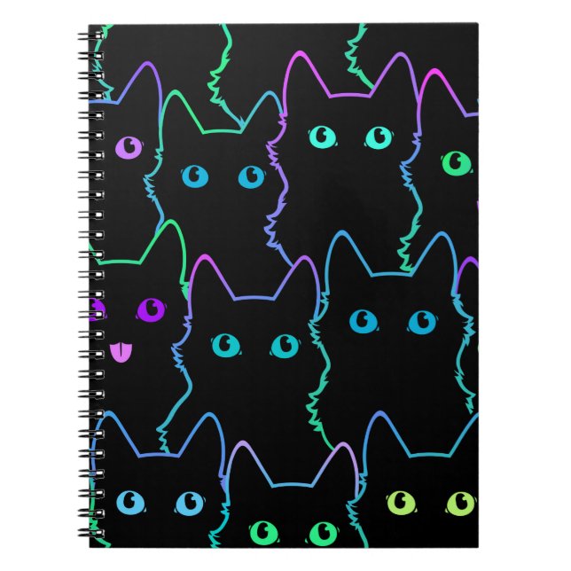 Carnet motif sans soudure de la silhouette du chat mignon (Devant)