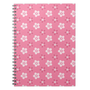 Carnet motif simple floral solide rose rétro petit flux