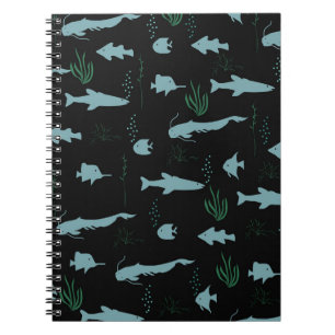 Carnet motif sous-marin Abstrait avec poissons et algues
