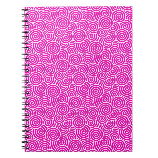 Carnet Motif tourbillon japonais - fuchsia rose et blanc (Devant)
