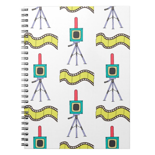 Carnet Motif transparent avec caméras et bandes de film s (Devant)
