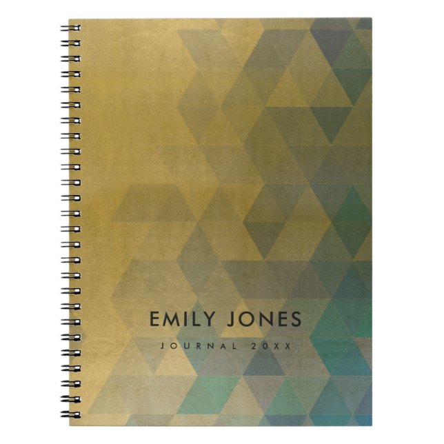 Carnet Motif TRIANGULAIRE GLAMOUR AQUA BLEU OR FAUX (Devant)