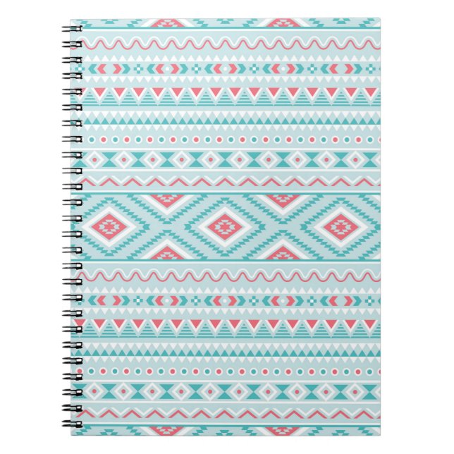 Carnet Motif tribal Aztec Turquoise et rose (Devant)