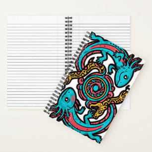 Carnet Motif tribal aztèque axolotl Xolotl mythologie boh