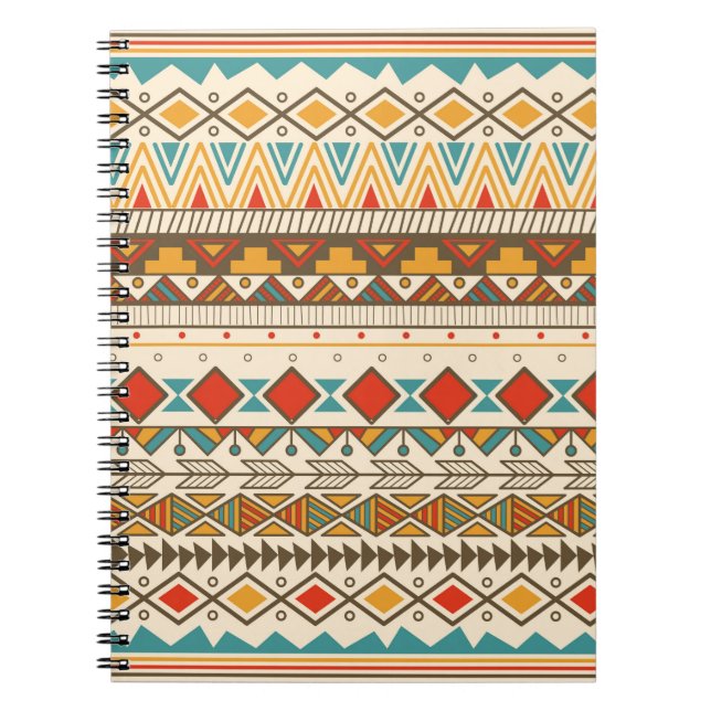 Carnet Motif tribal aztèque en bandes, illustration vinta (Devant)
