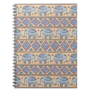 Carnet Motif tribal d'éléphant ethnique bleu