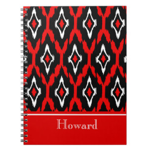 Carnet Motif tribal rouge blanc noir moderne 1 d'Ikat