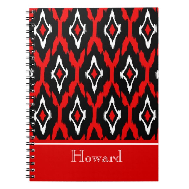 Carnet Motif tribal rouge blanc noir moderne 1 d'Ikat (Devant)