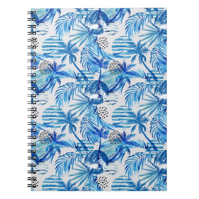 Carnet Motif tropical bleu lumineux d'aquarelle (Devant)