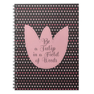 Carnet Motif Tulipe rose simple avec arrière - plan foncé