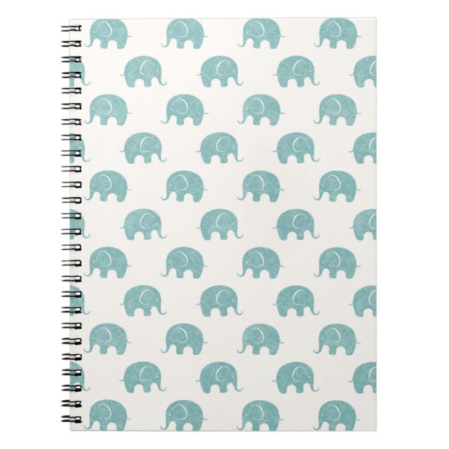Carnet Motif Turquoise Cute Elephant (Devant)