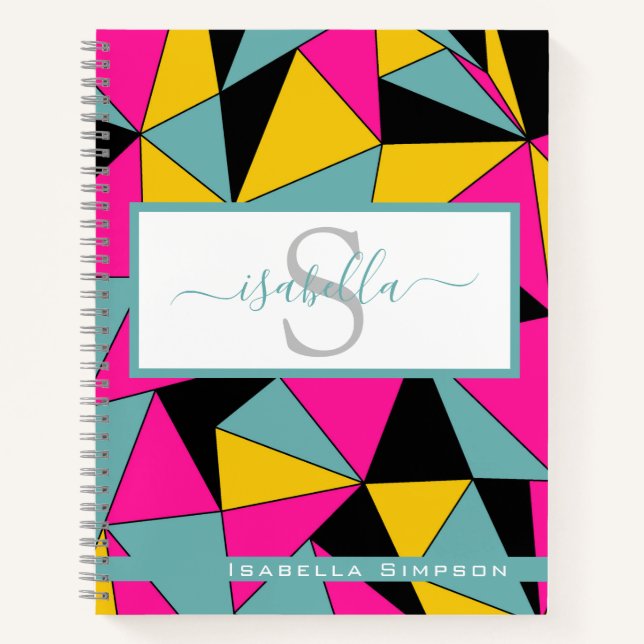 Carnet Motif Turquoise de script monogramme (Devant)