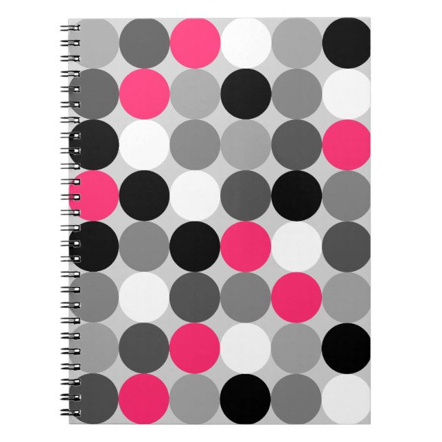 Carnet Motif vectoriel points rose et blanc (Devant)