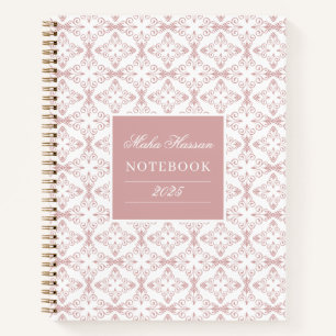 Carnet Motif vectoriel rose poussiéreux & nom personnalis
