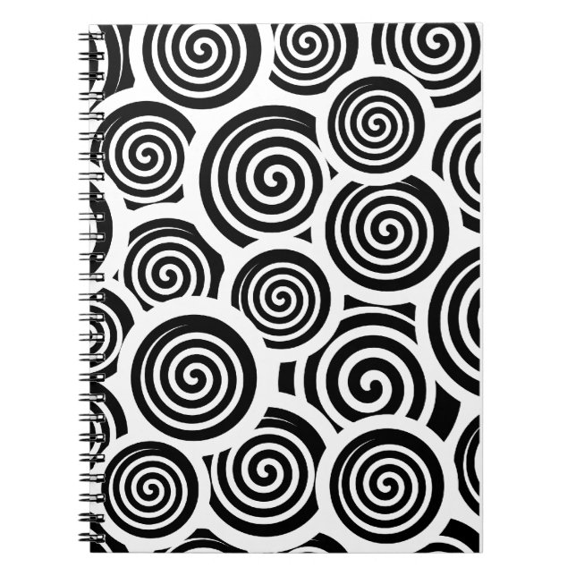 Carnet Motif vectoriel spirale noire et blanche (Devant)