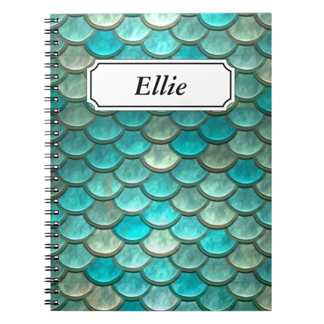 Carnet Motif vert de menthe d'échelles de poissons de (Devant)