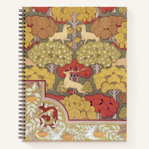 Carnet Motif Vert Sauge Forêt Cerf Stag Vintage
