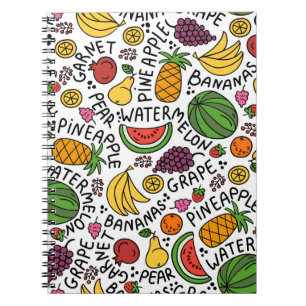 Carnet motif vintage coloré sur le thème de la nourriture