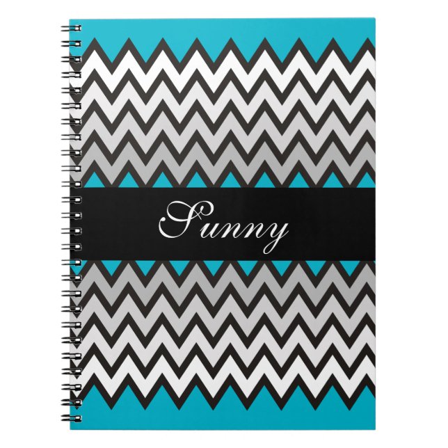 Carnet Motif ZIGZAG - noir blanc gris + votre idée (Devant)