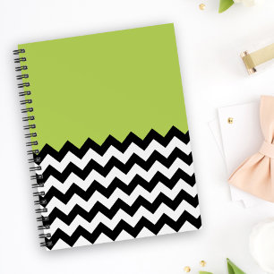 Carnet Motif Zigzag noir et blanc, Chevron, Vert